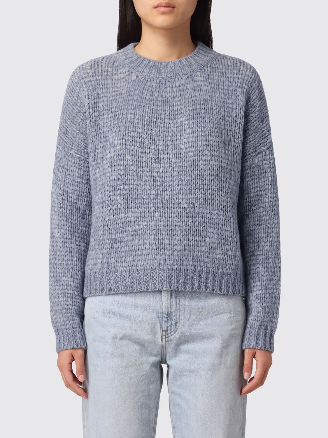 Roberto Collina Pure Wool Crewneck Jumper with Ribbed Cuffs and Hem