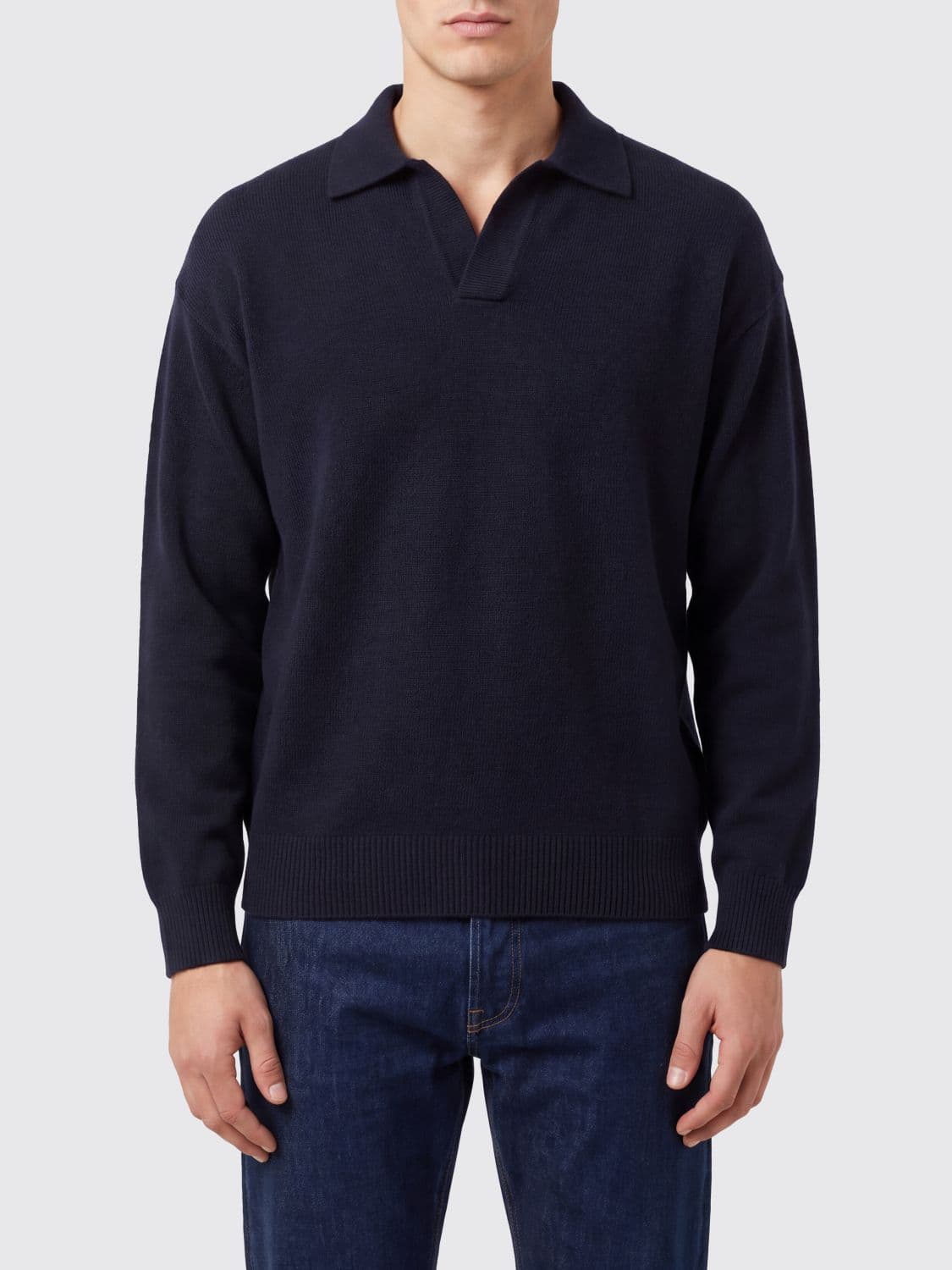 Roberto Collina Long-Sleeved Merino Wool Knit Polo Shirt