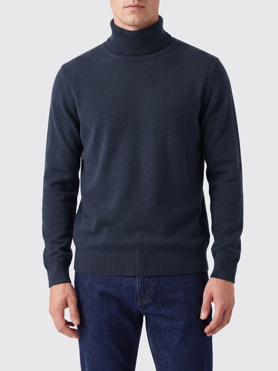 Roberto Collina Merino Wool Turtleneck Jumper with Ribbed Trims