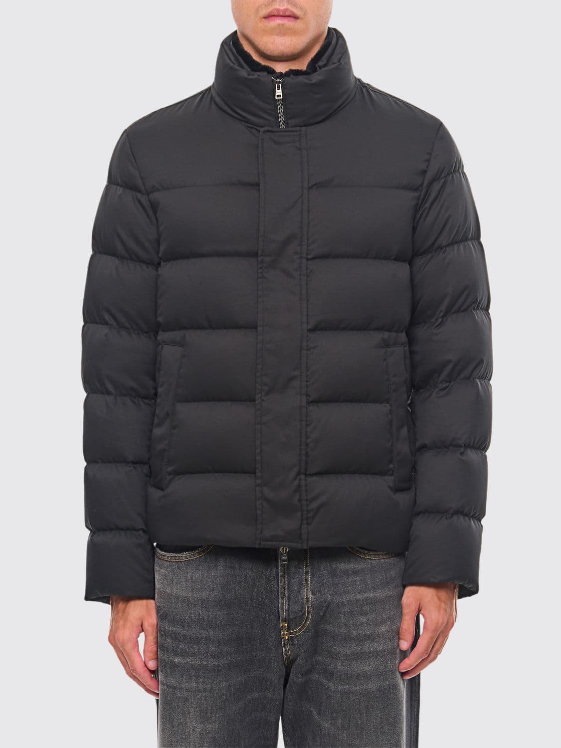 Herno High Neck Quilted Down Jacket in Water-Repellent Nylon