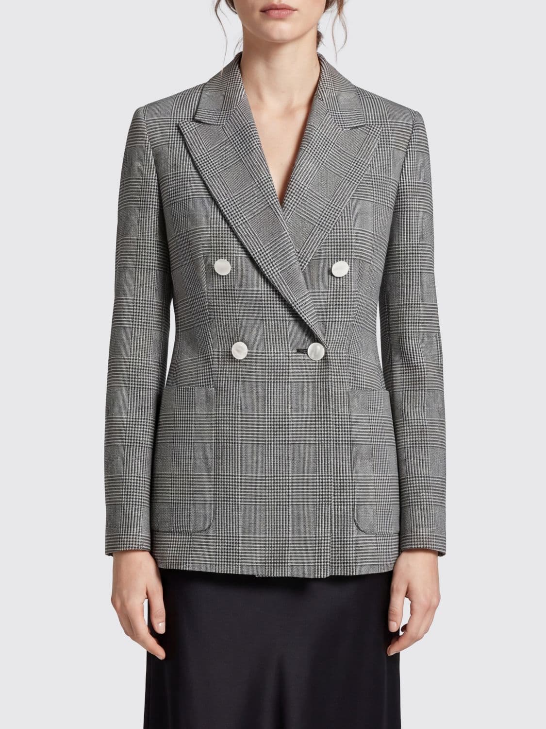 Max Mara Prince of Wales Virgin Wool Double-Breasted Blazer