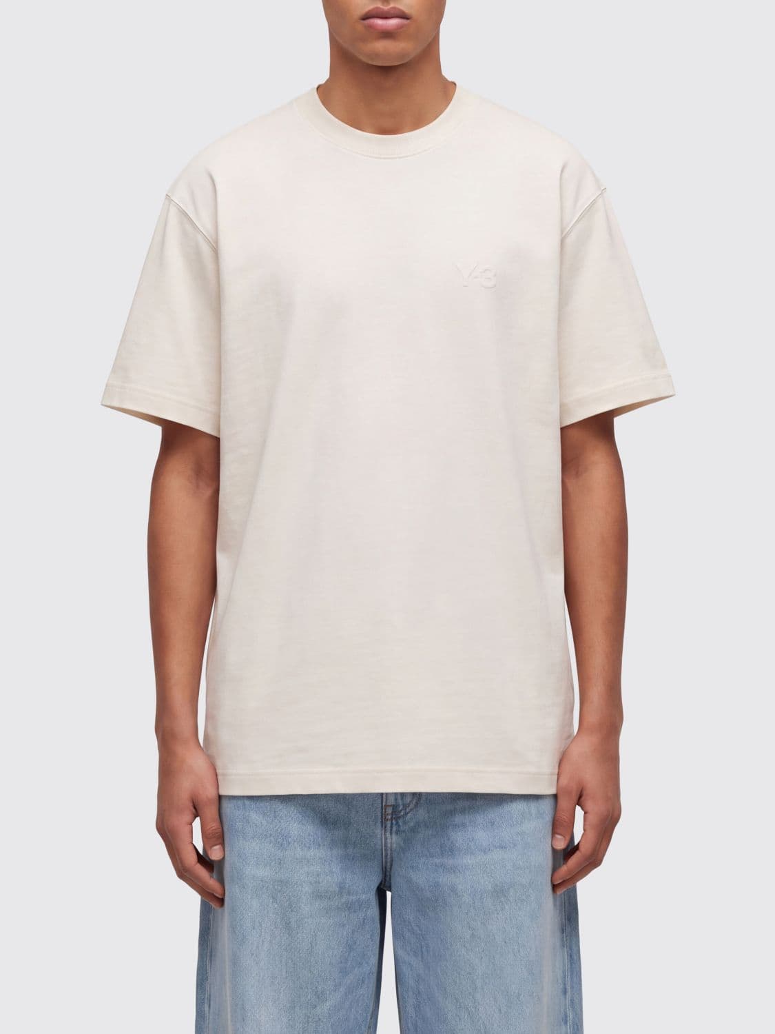 Y-3 Relaxed Fit Cotton T-Shirt with Tone-on-Tone Printed Logo