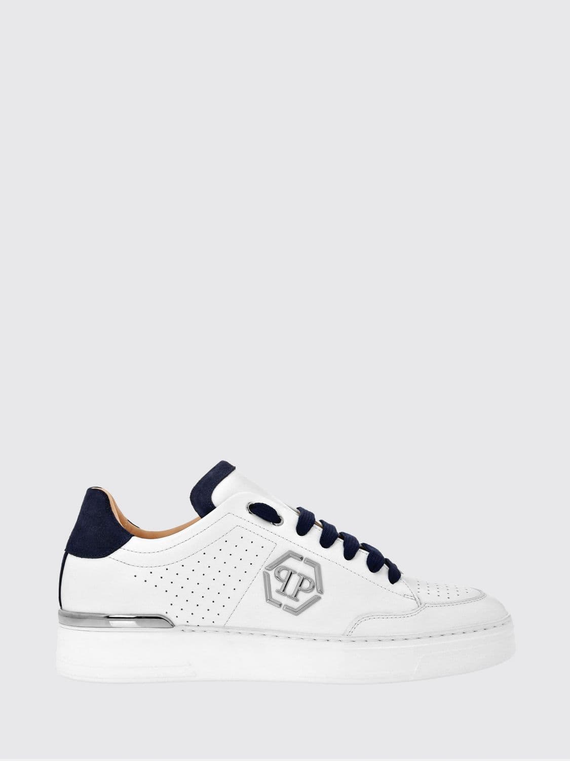 Philipp Plein Leather and Suede Low-Top Sneakers with Monogram and Logo