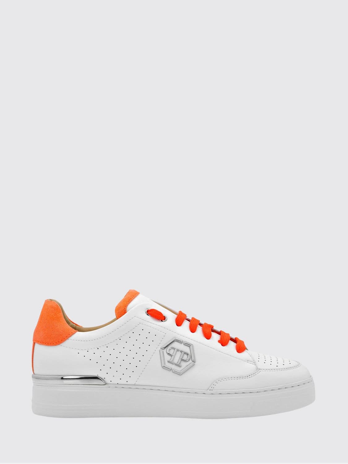 Philipp Plein Leather and Suede Low-Top Sneakers with Monogram and Logo