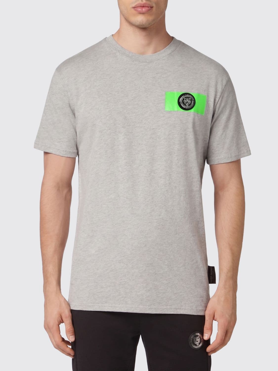 Plein Sport Short-Sleeved Cotton T-shirt with Contrasting Logo