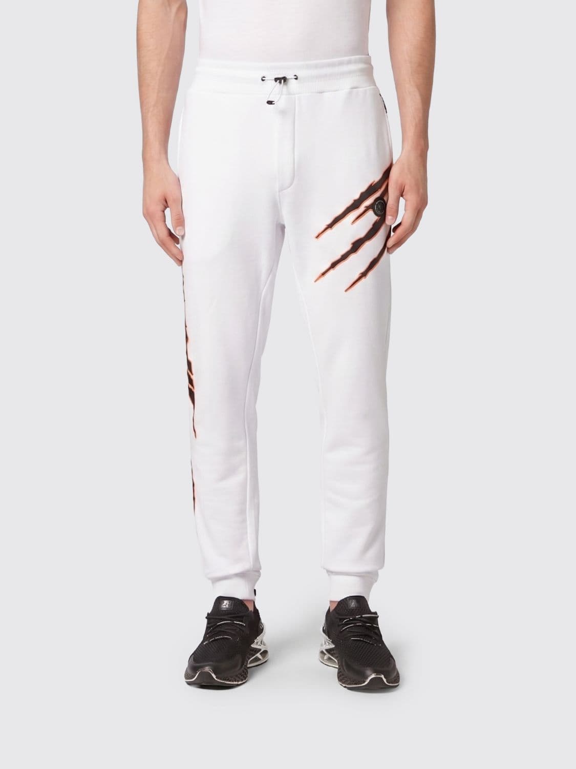 Plein Sport Jersey Jogging Trousers with Contrast Logo and Drawstring