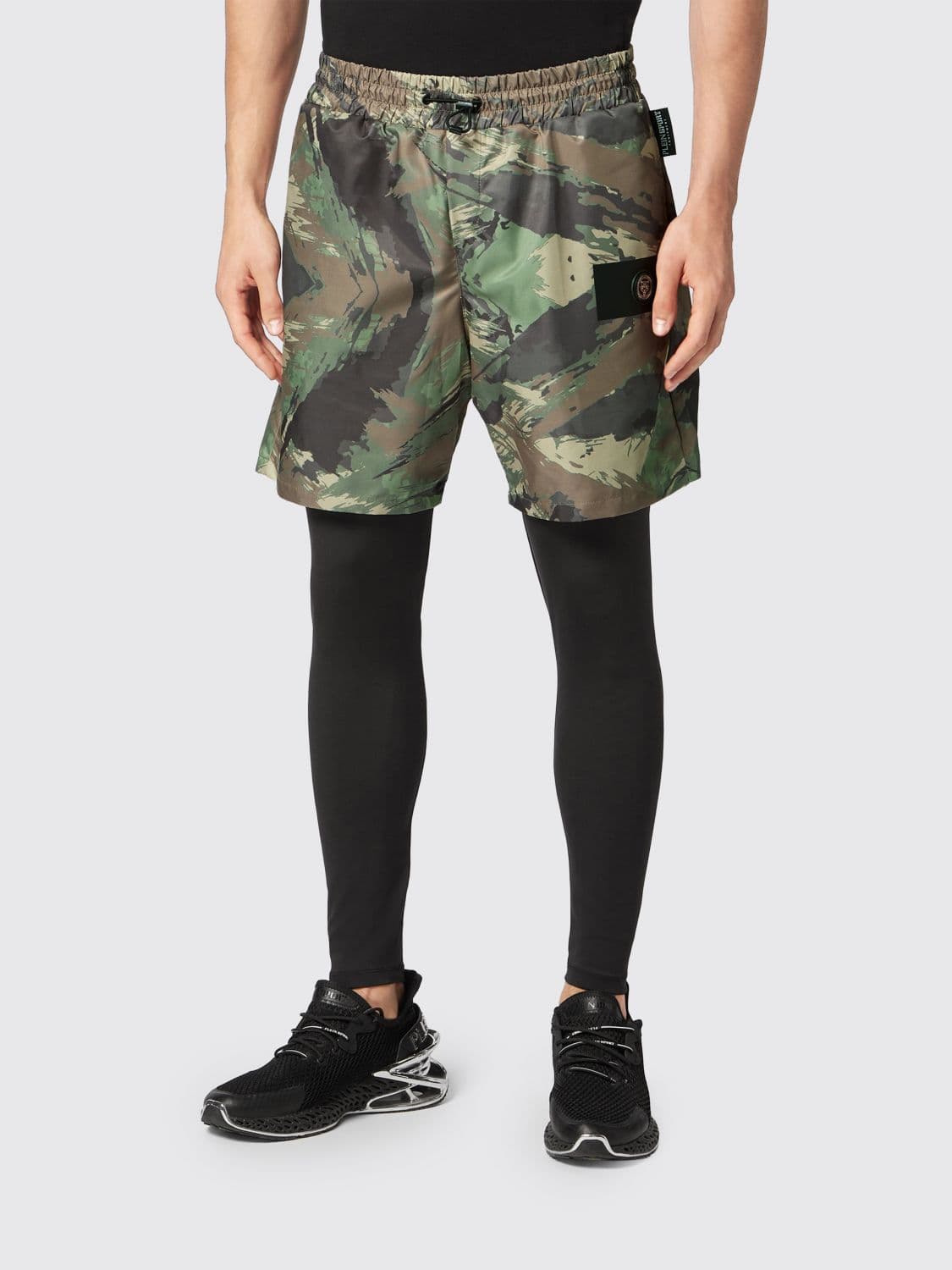 Plein Sport Skinny Fit Double-Layer Jogging Trousers with Abstract Print