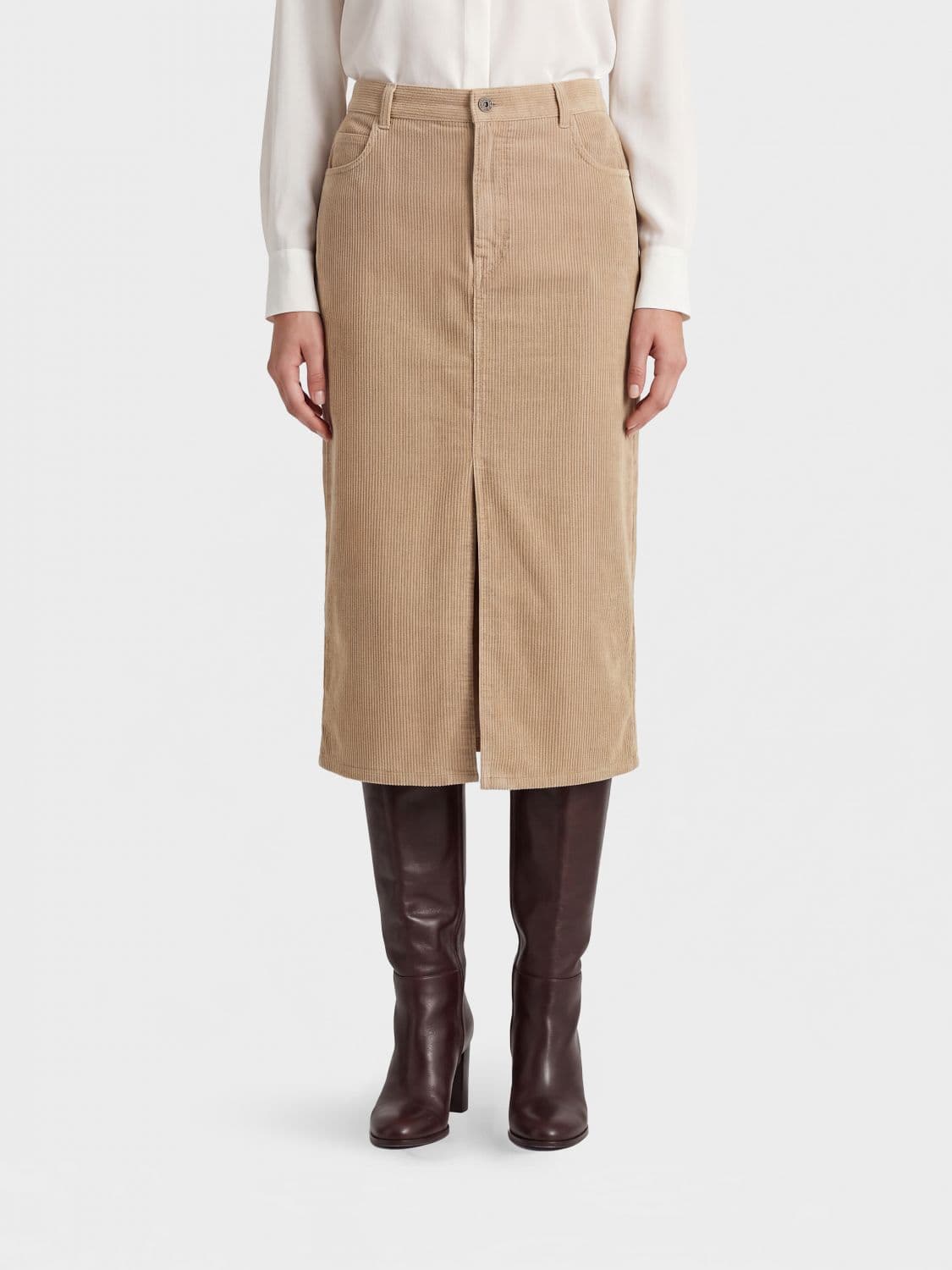 Isabel Marant Etoile Corduroy Pencil Midi Skirt with Front Slit