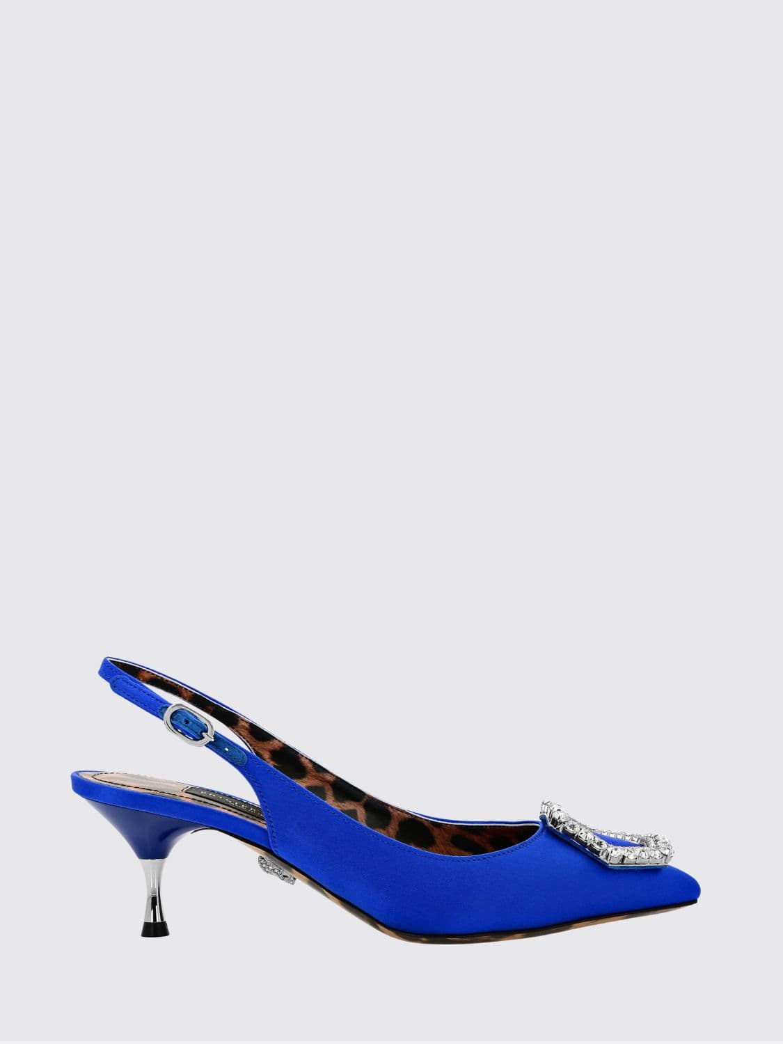 Philipp Plein Satin Slingbacks with a Jewel Buckle and Mid Heel