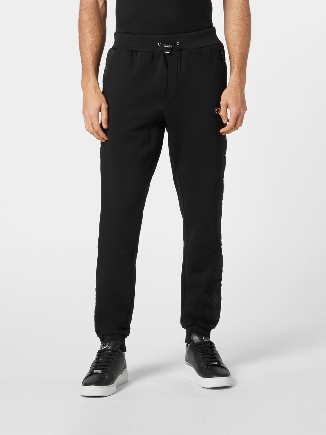 Philipp Plein Jersey Jogging Trousers with Drawstring and Quilted Details