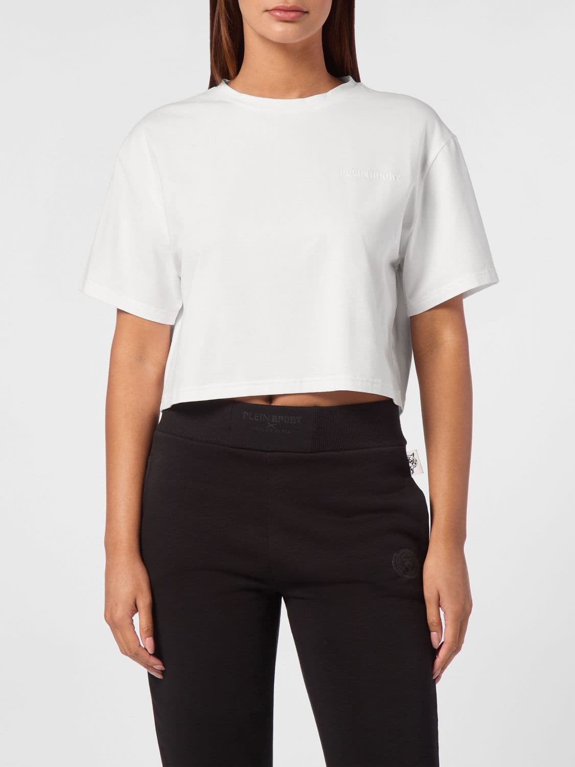 Plein Sport Crewneck Cotton Jersey T-Shirt with Dropped Shoulders