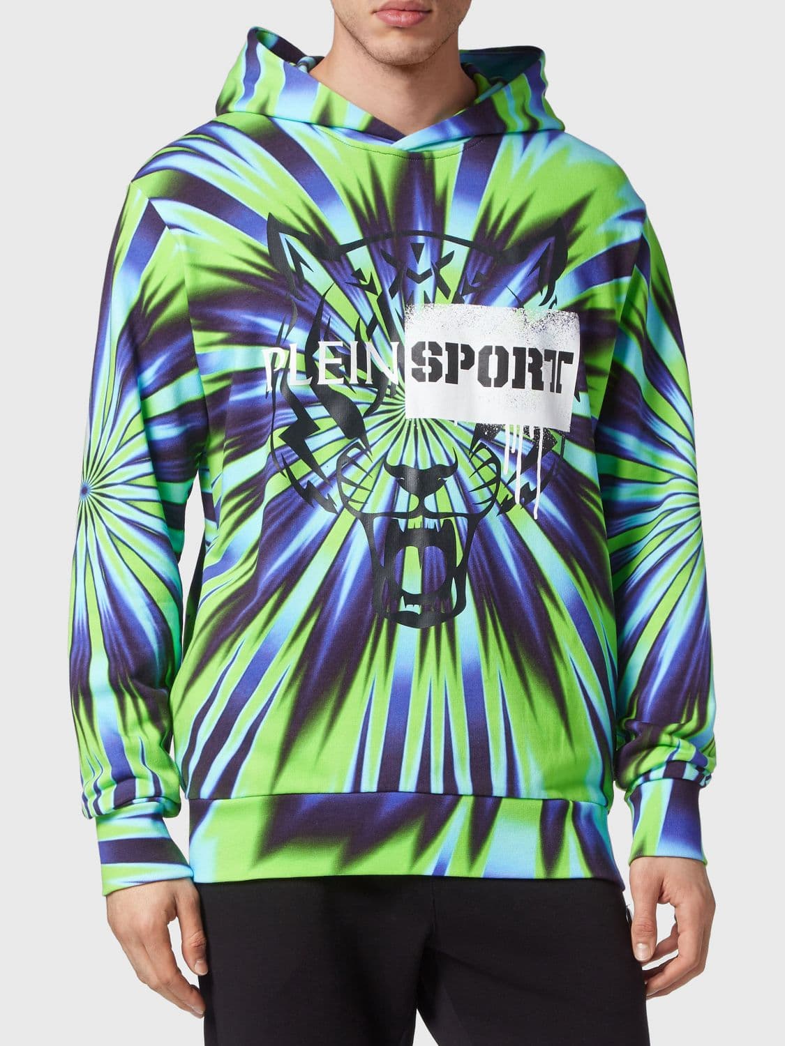 Plein Sport Relaxed Fit Hoodie with All-Over Optical Print