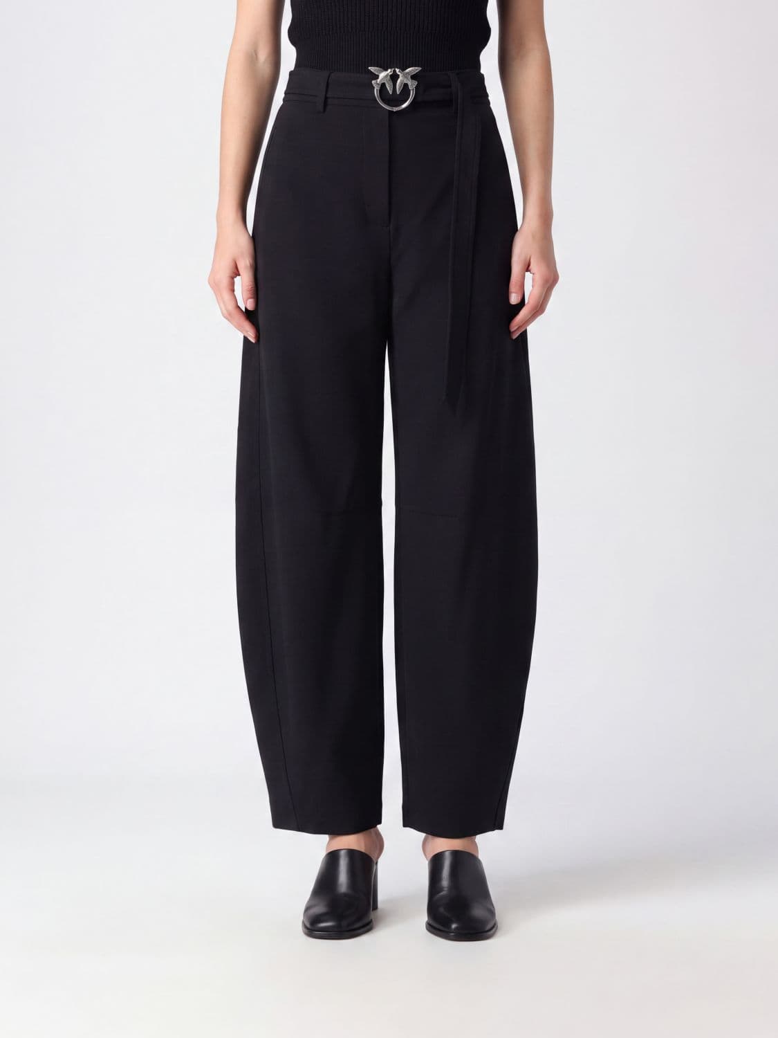 Pinko New Lexy High-Waisted Baggy Trousers with Logo Belt