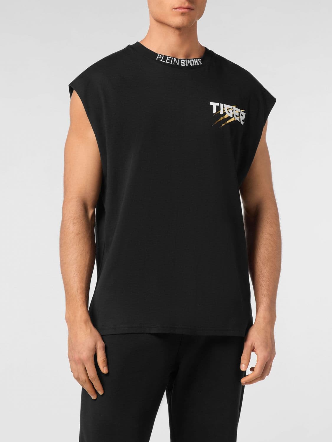 Plein Sport Jersey Tank Top with Contrasting Logo Print