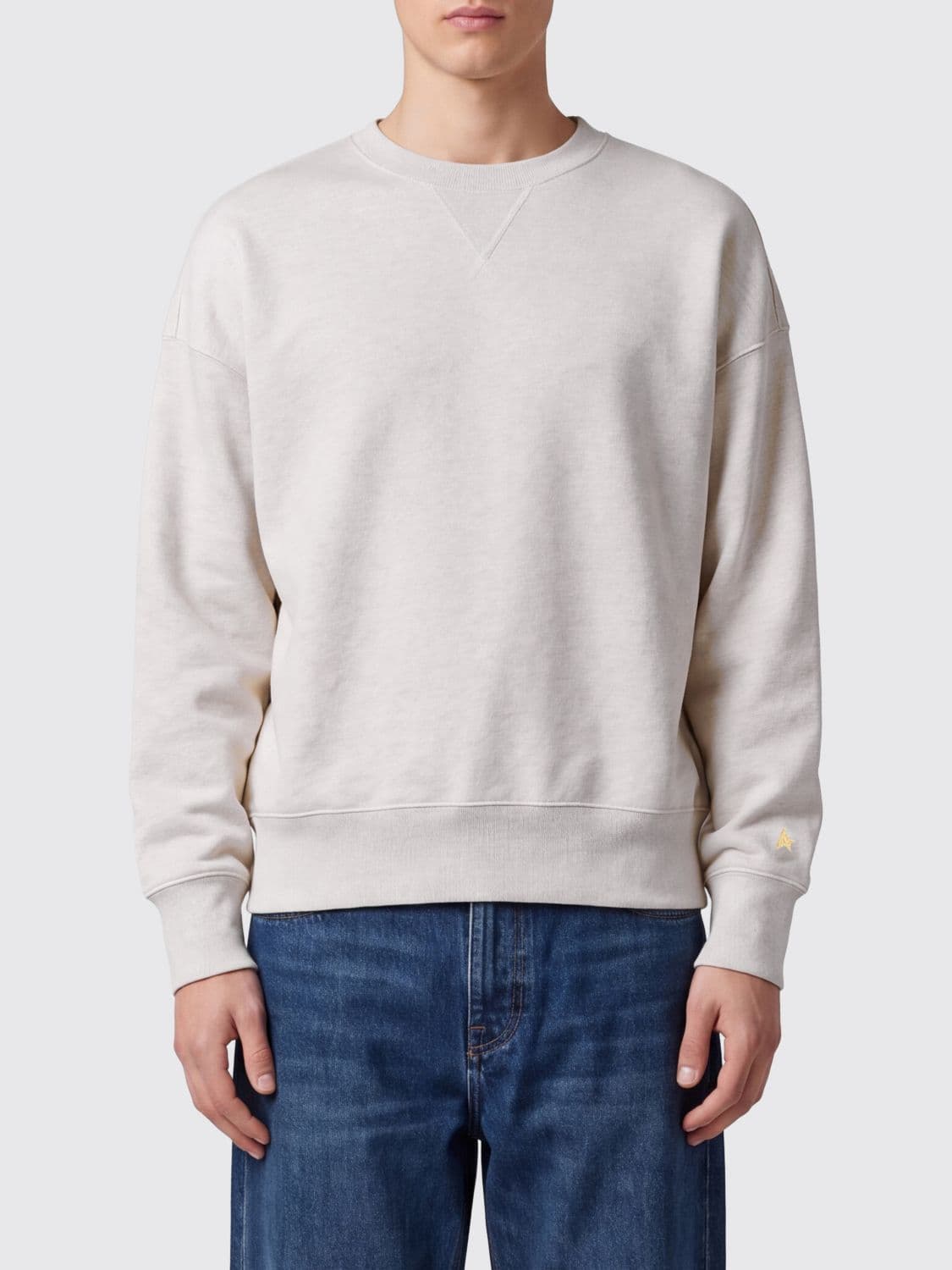 Golden Goose Crewneck Cotton Sweatshirt with Rhinestone Back Logo · S