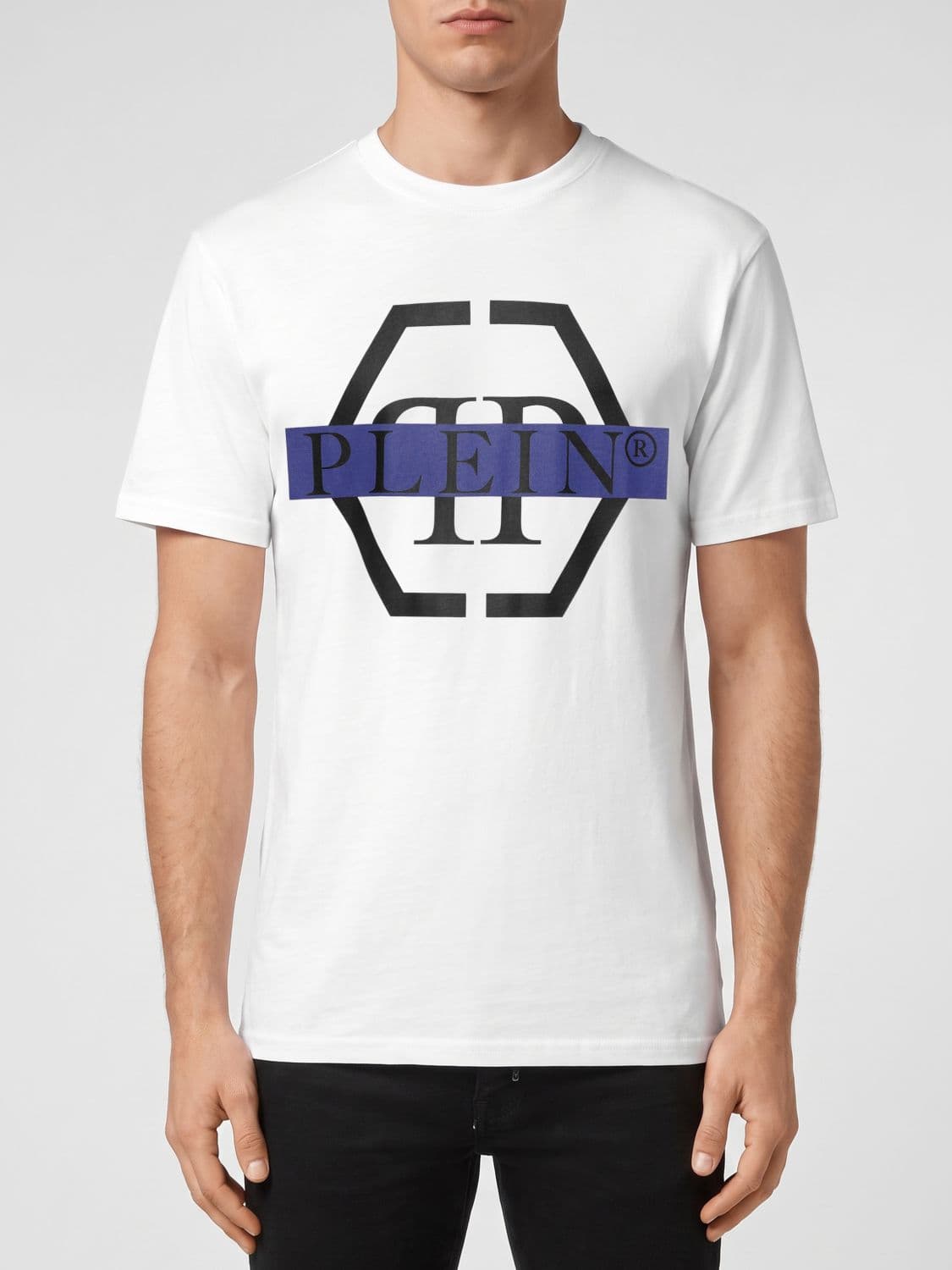 Philipp Plein Slim Fit Hexagon Logo Monogram Cotton T-Shirt