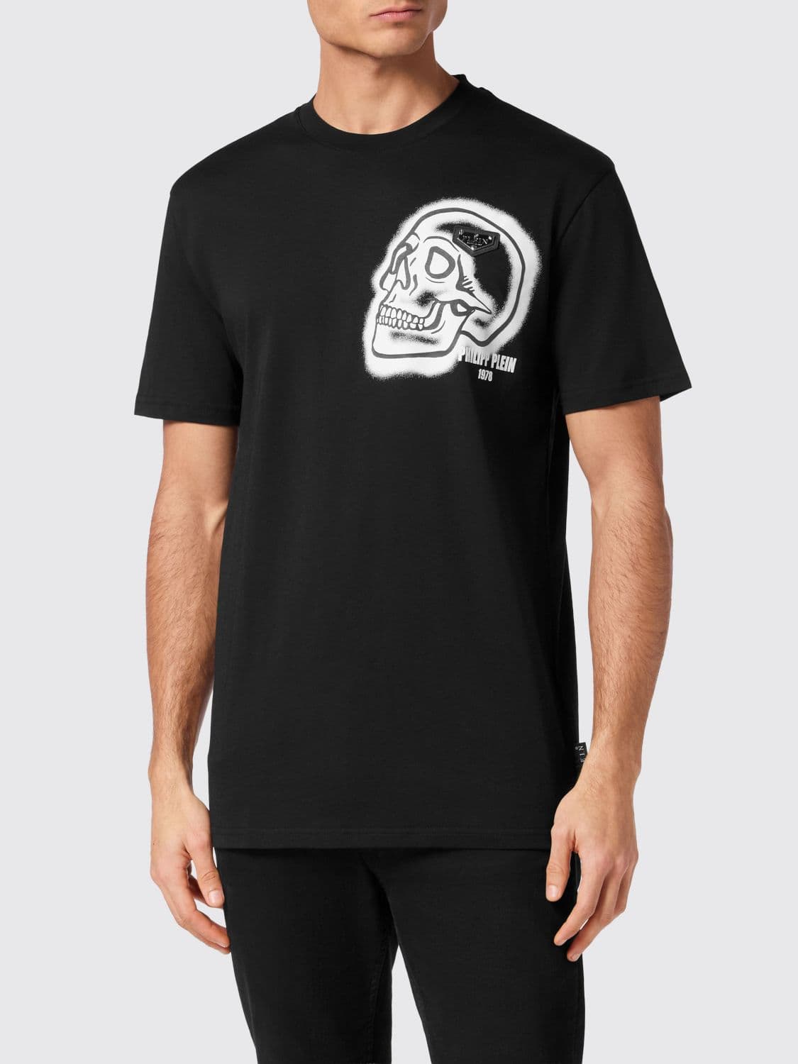 Philipp Plein Skull Print Cotton T-Shirt with Logo
