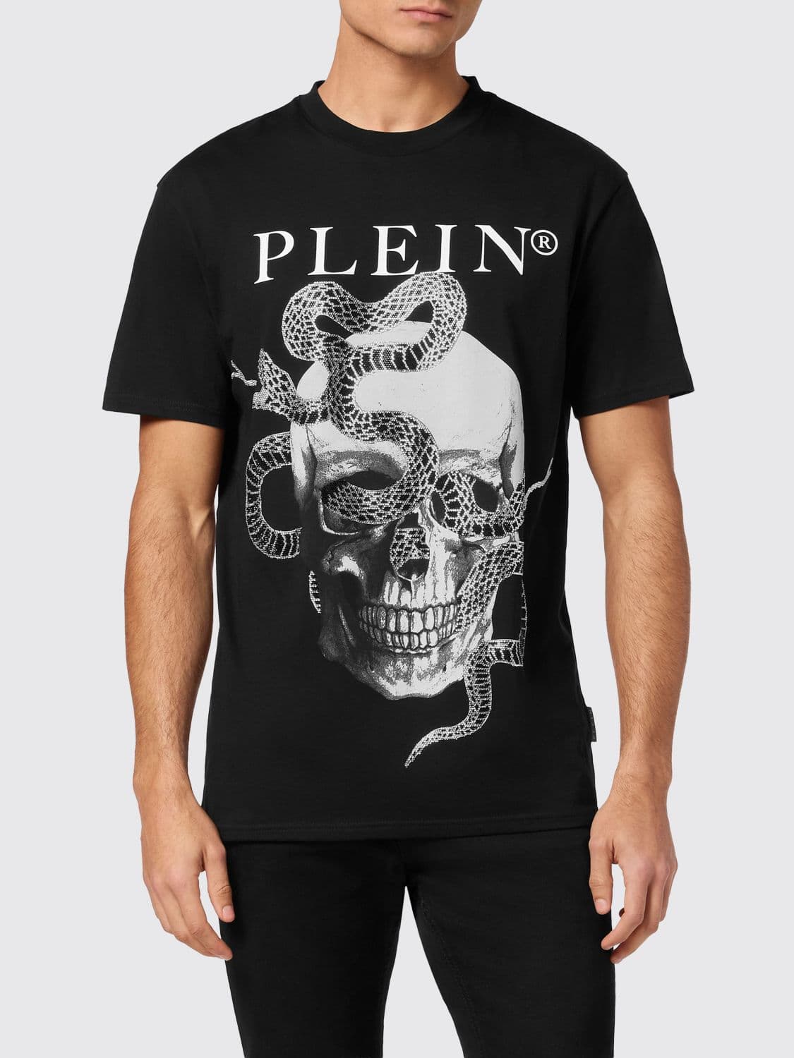 Philipp Plein Snake and Skull Print Cotton T-Shirt