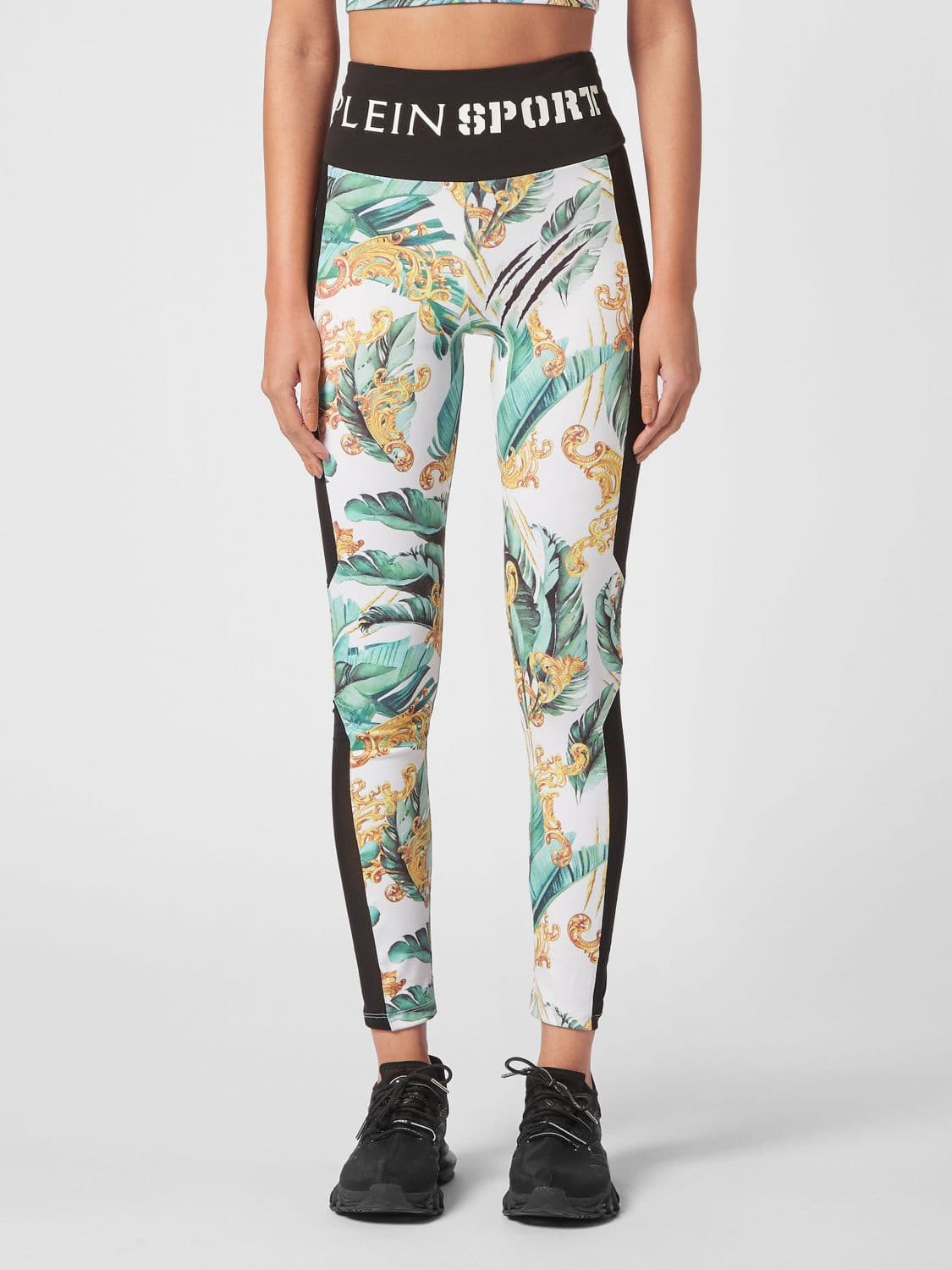 Plein Sport High-Waisted Tech Fabric Sports Leggings with Graphic Print