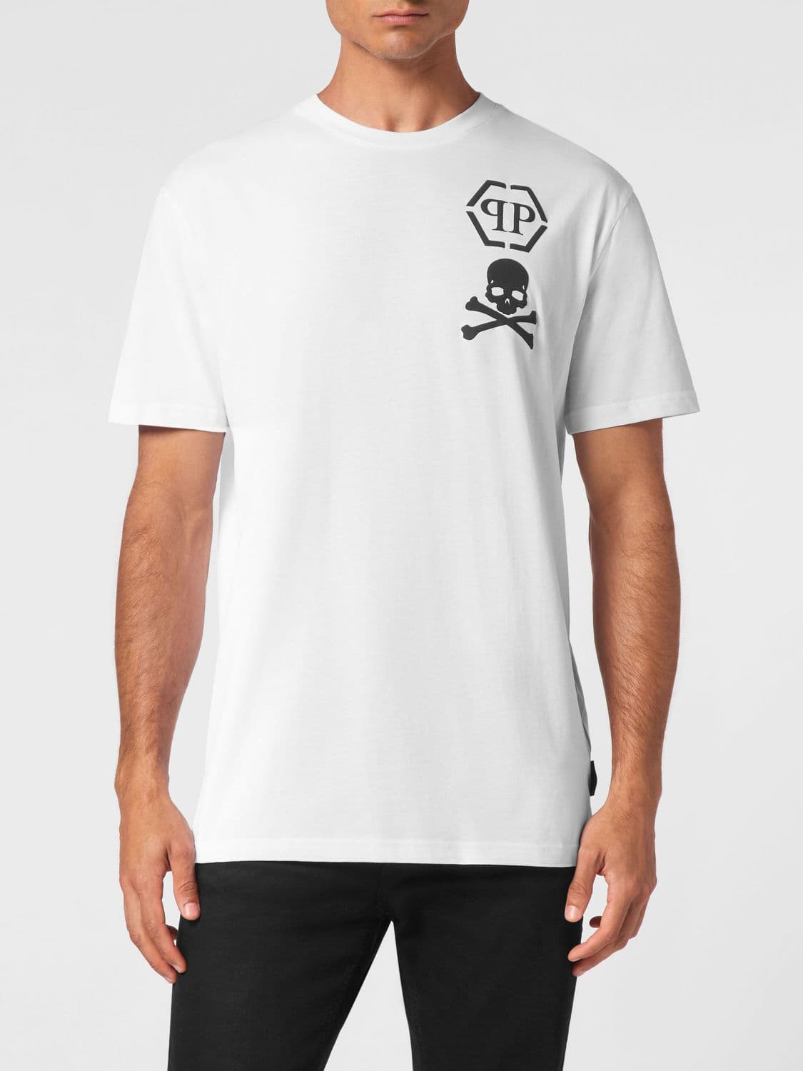 Philipp Plein Cotton T-Shirt with Skull and Logo Print