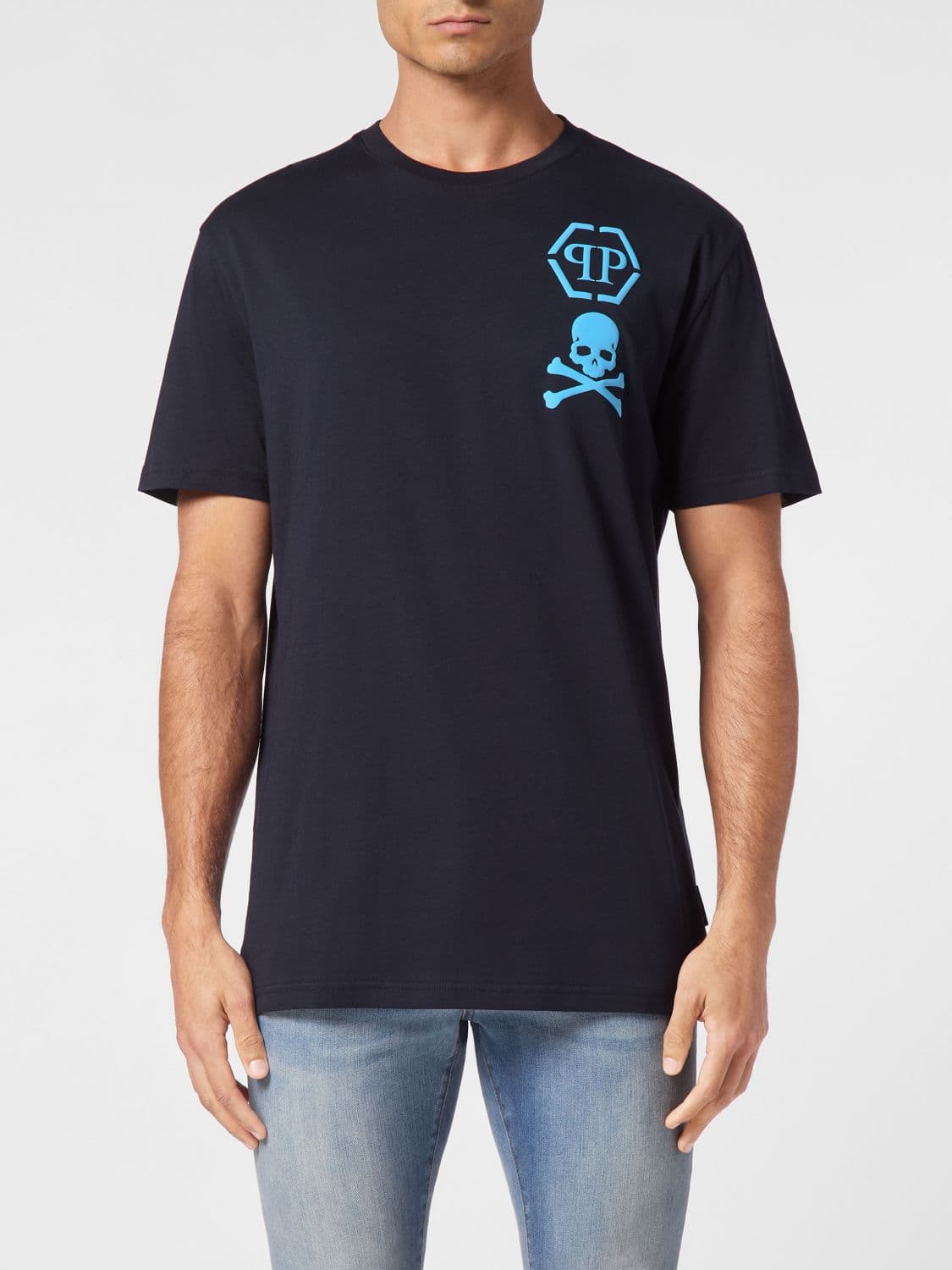Philipp Plein Cotton T-Shirt with Skull and Logo Print