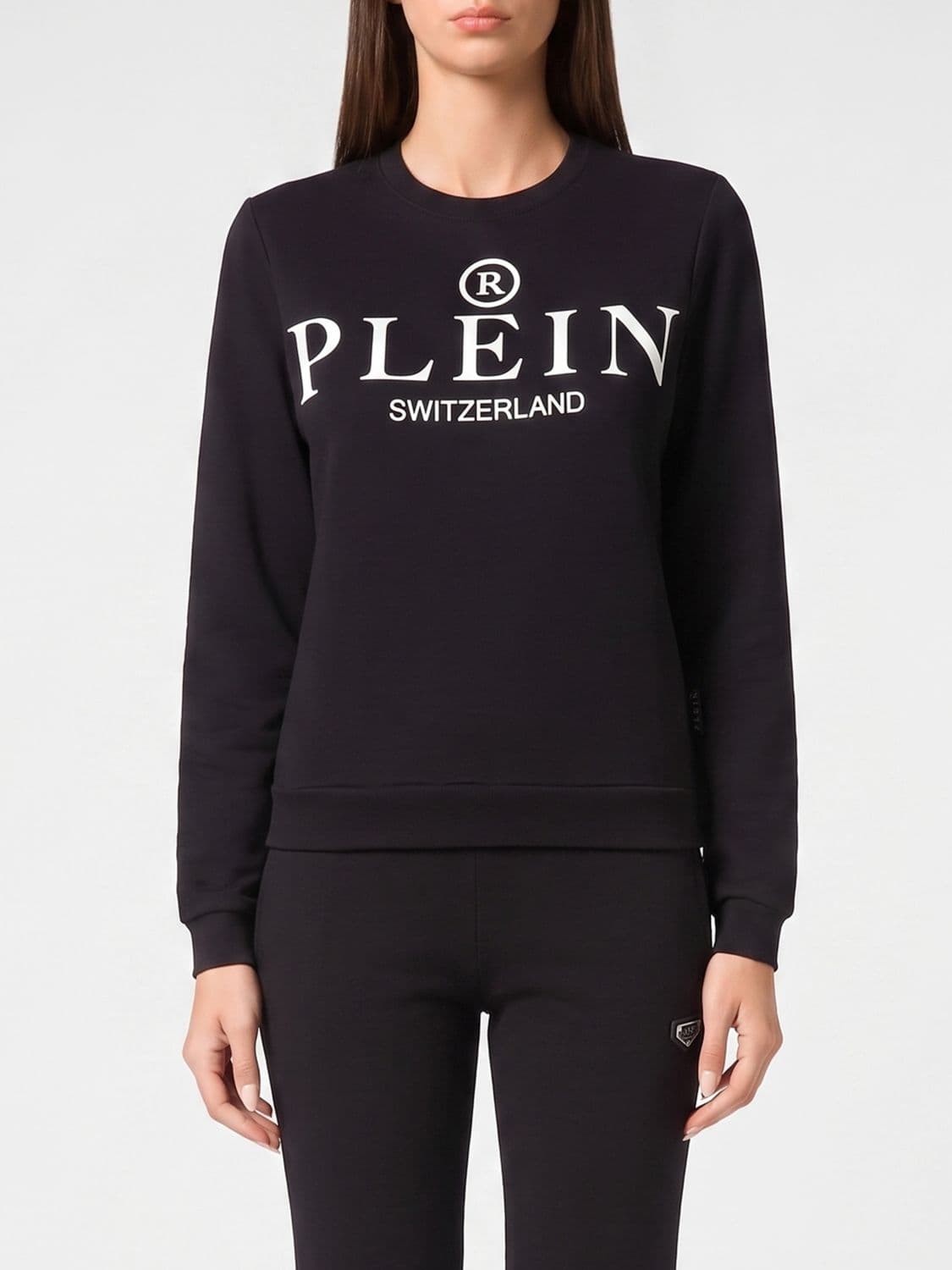 Philipp Plein Crewneck Cotton Sweatshirt with Contrast Logo Print