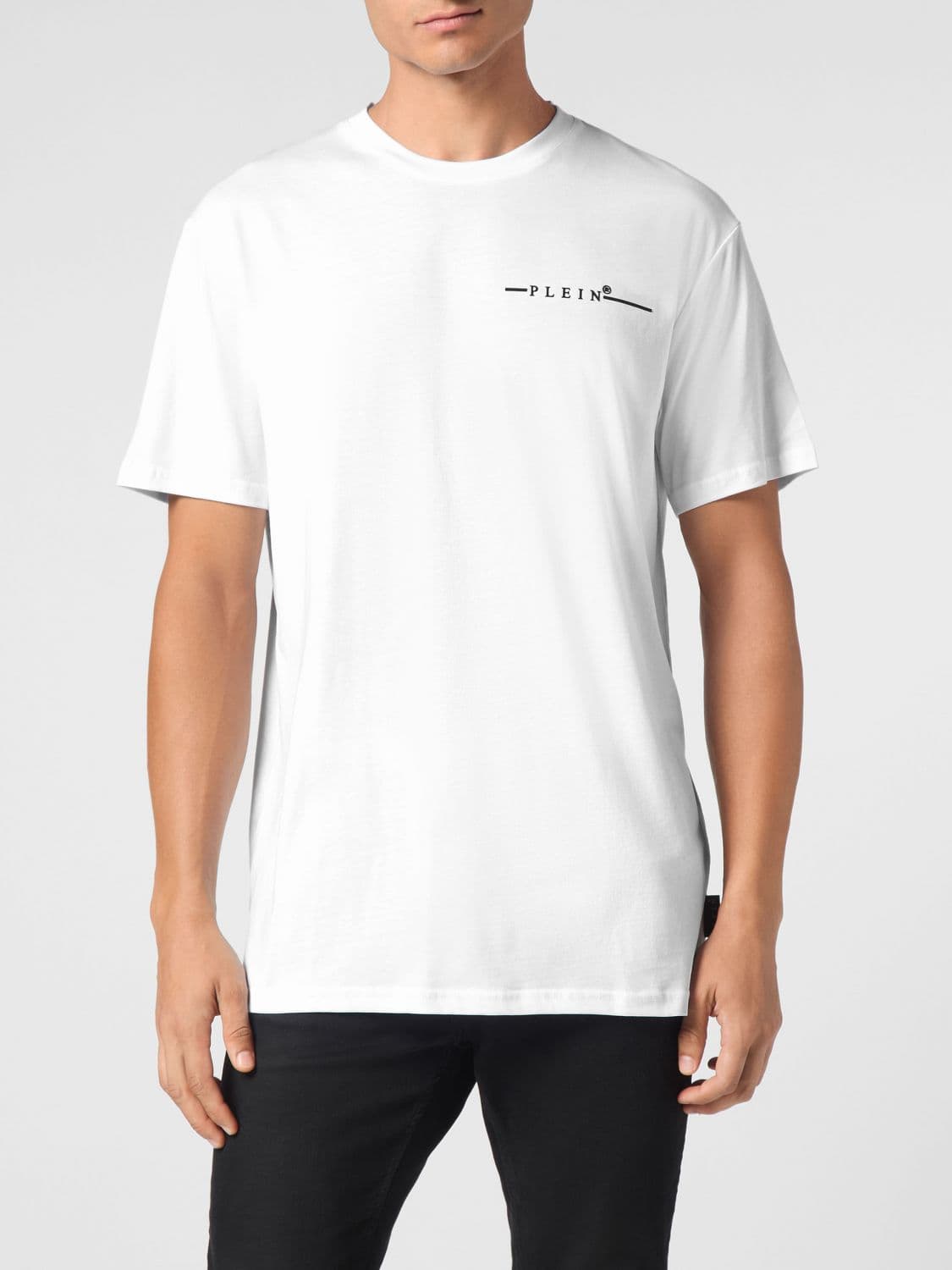 Philipp Plein Cotton T-Shirt with Contrasting Chest Logo