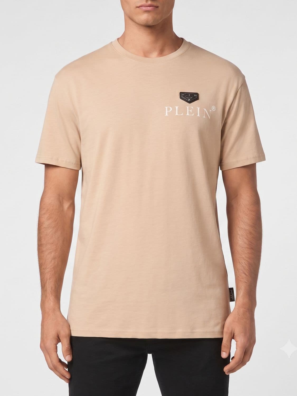 Philipp Plein Crew Neck T-Shirt in Pure Cotton with Contrast Chest Logo