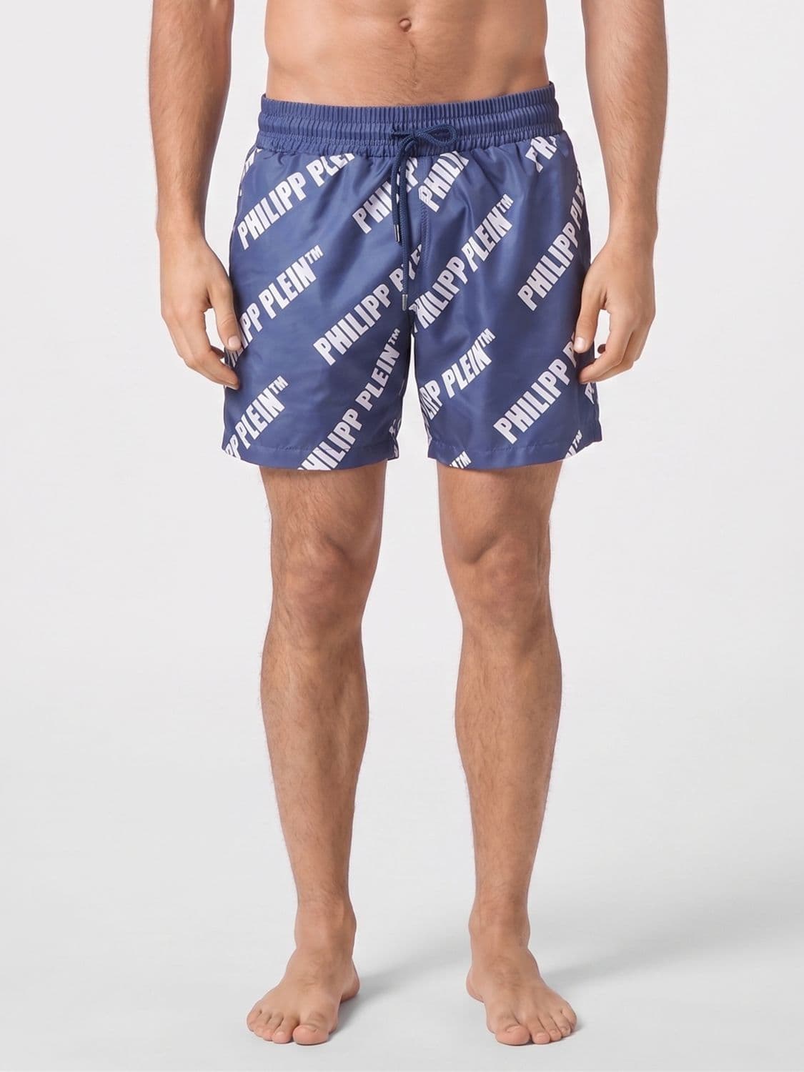 Philipp Plein Nylon Swim Trunks with Contrasting Logo and Drawstring