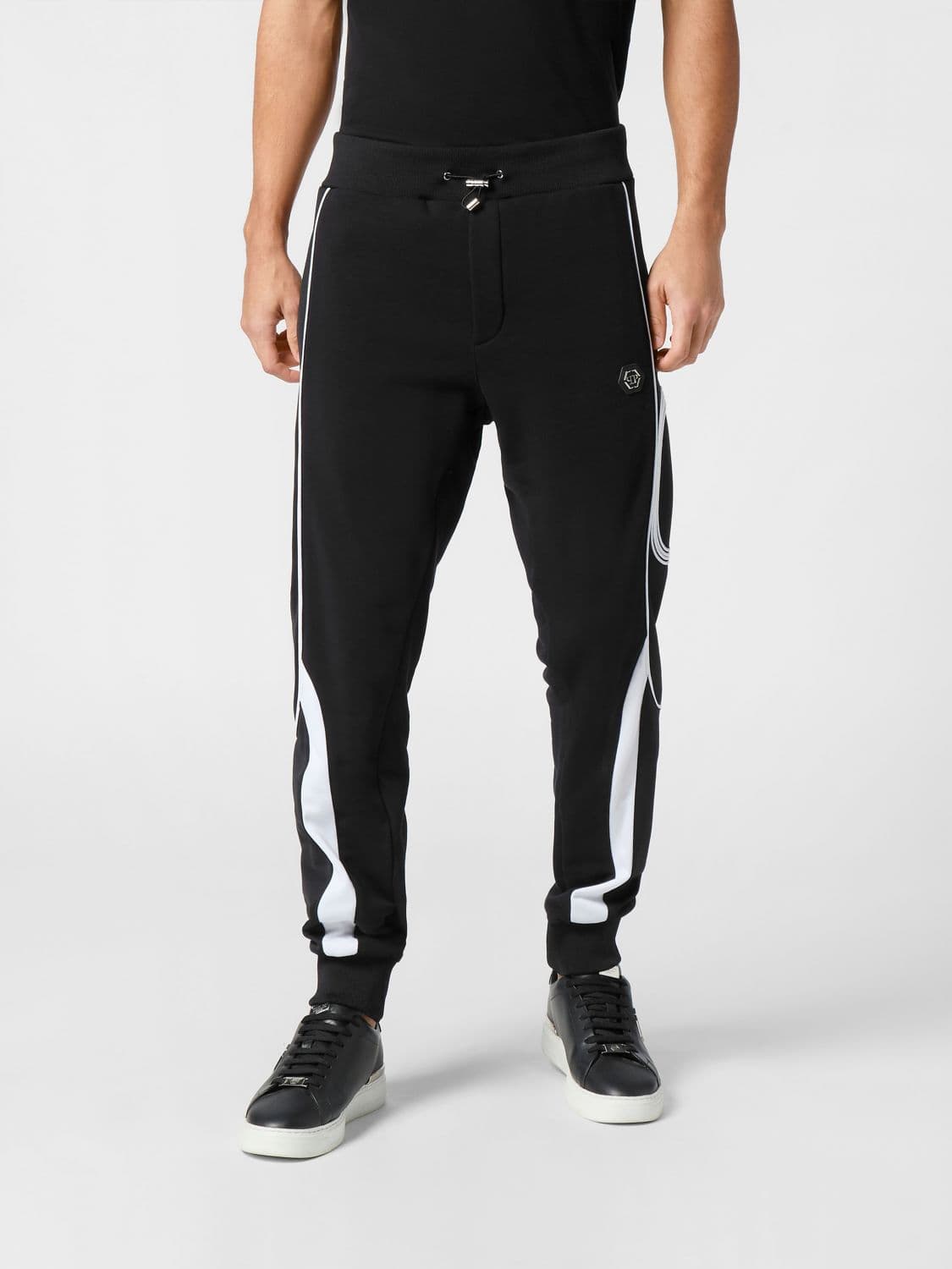 Philipp Plein Jersey Jogging Trousers with Drawstring Waist and Contrast Logo