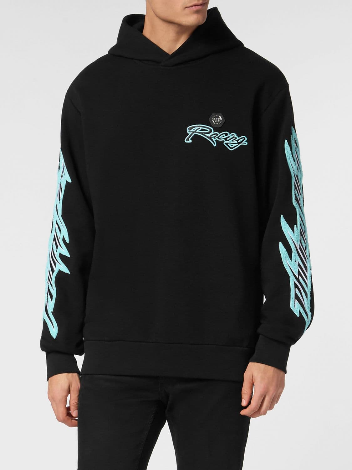 Philipp Plein Relaxed Fit Cotton Hoodie with Logo Print