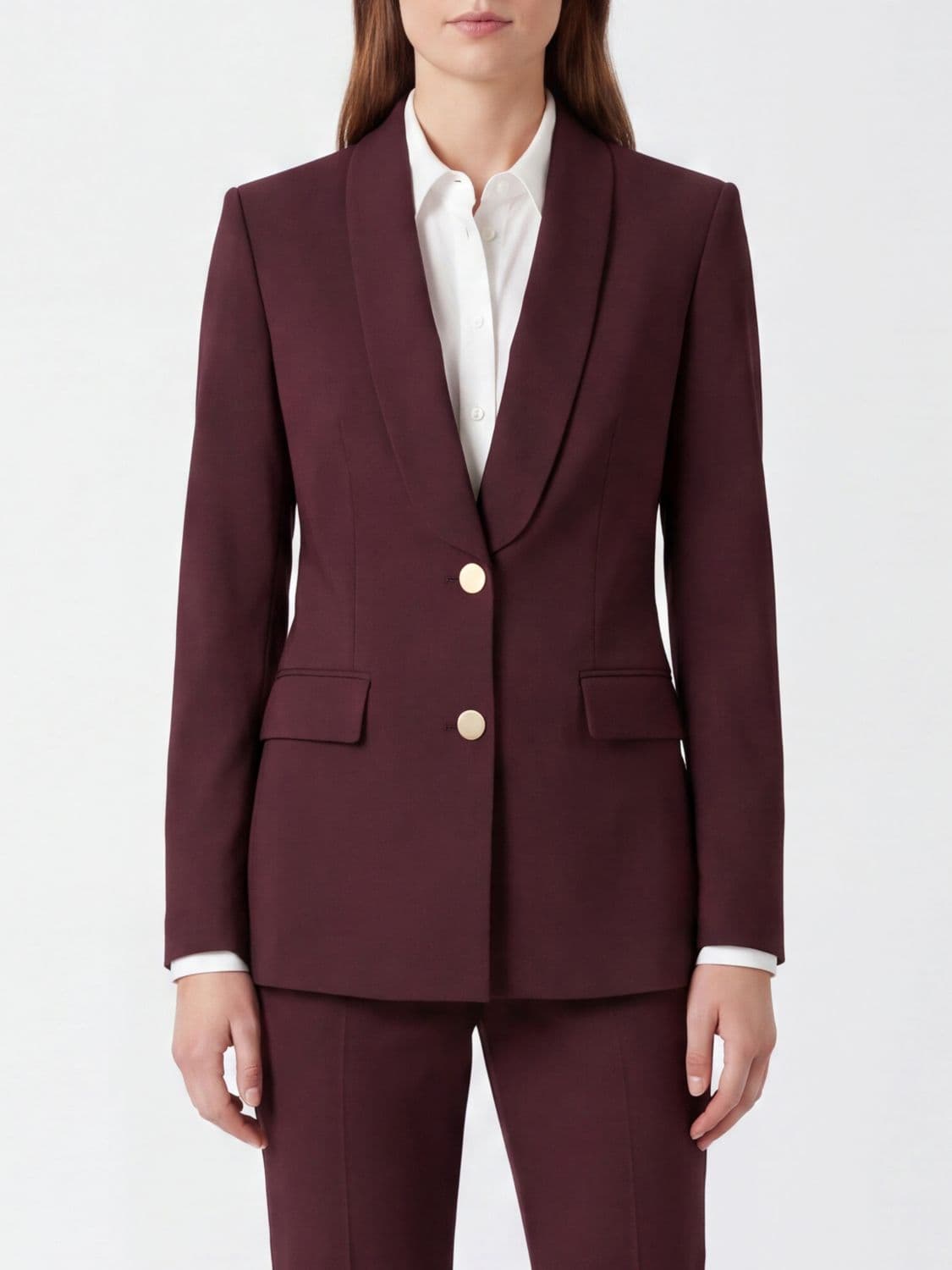 Alberta Ferretti Slim Fit Single-Breasted Wool Blend Blazer with Shawl Collar
