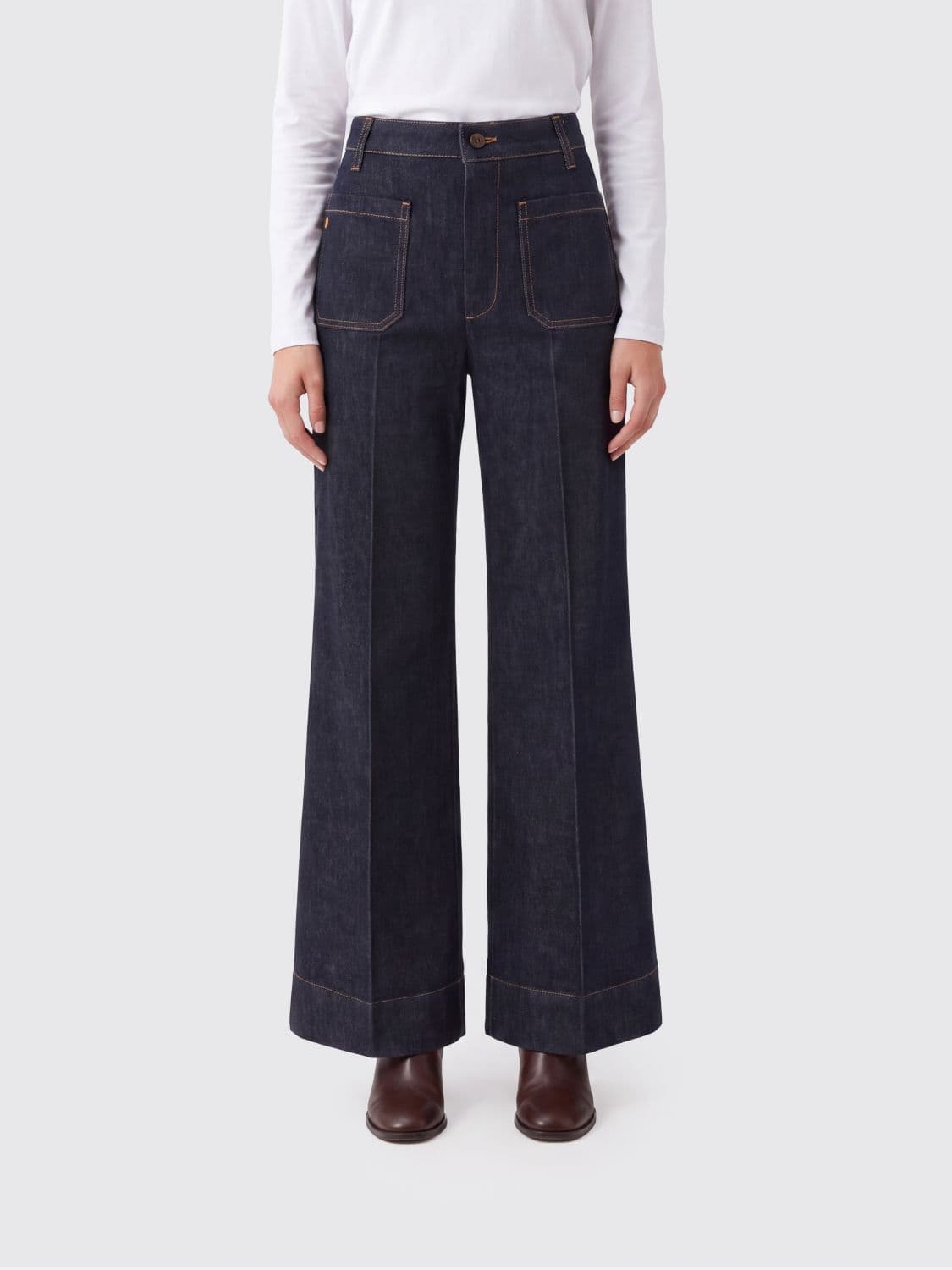 Victoria Victoria Beckham Alina High-Waisted Wide Leg Denim Jeans
