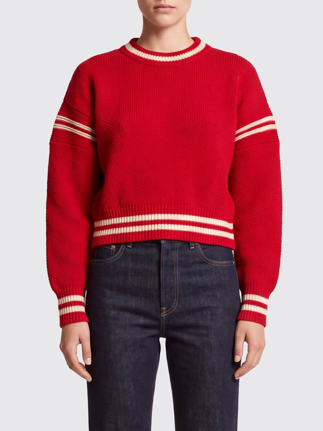 Golden Goose Cotton Crewneck Jumper with Embroidered Logo and Contrast Trim