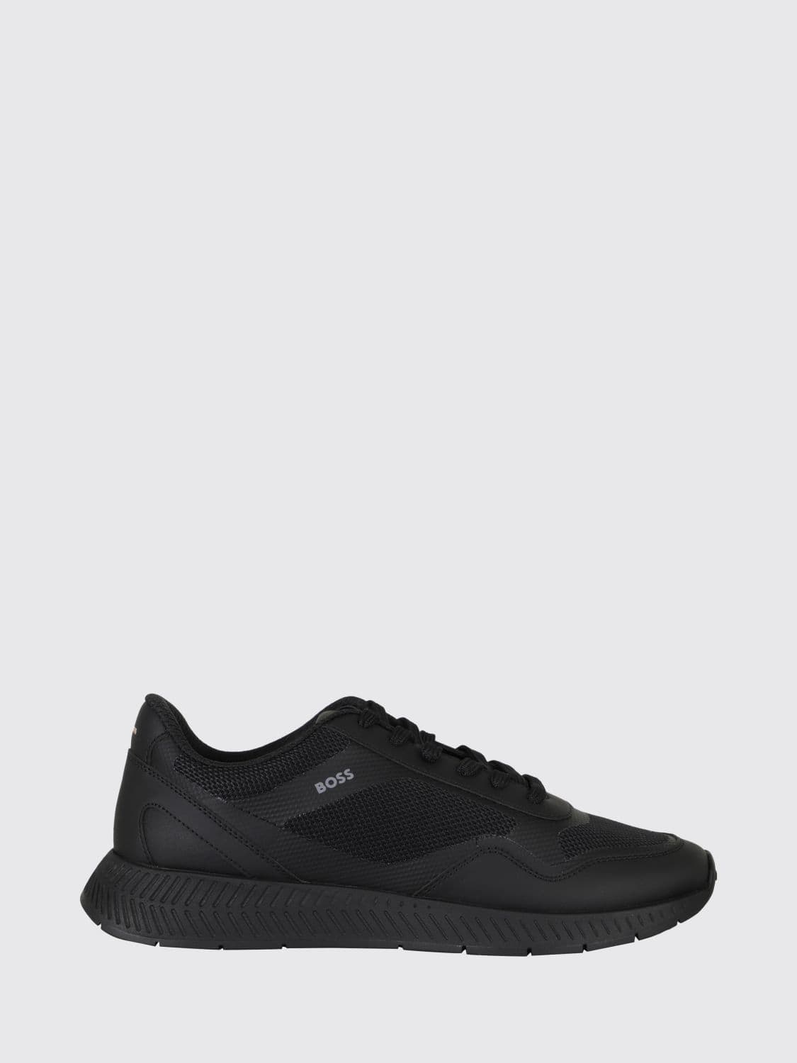 Boss Titanium Polyester Trainers with Printed Logo and Mesh Lining