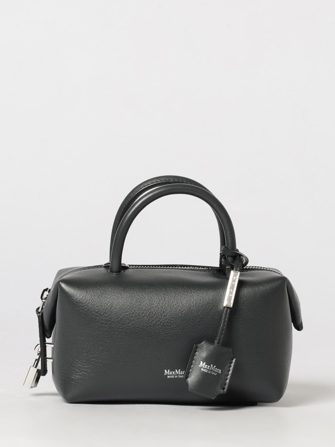 Max Mara Holdall Mini Smooth Leather Boston Bag with Charm · OS