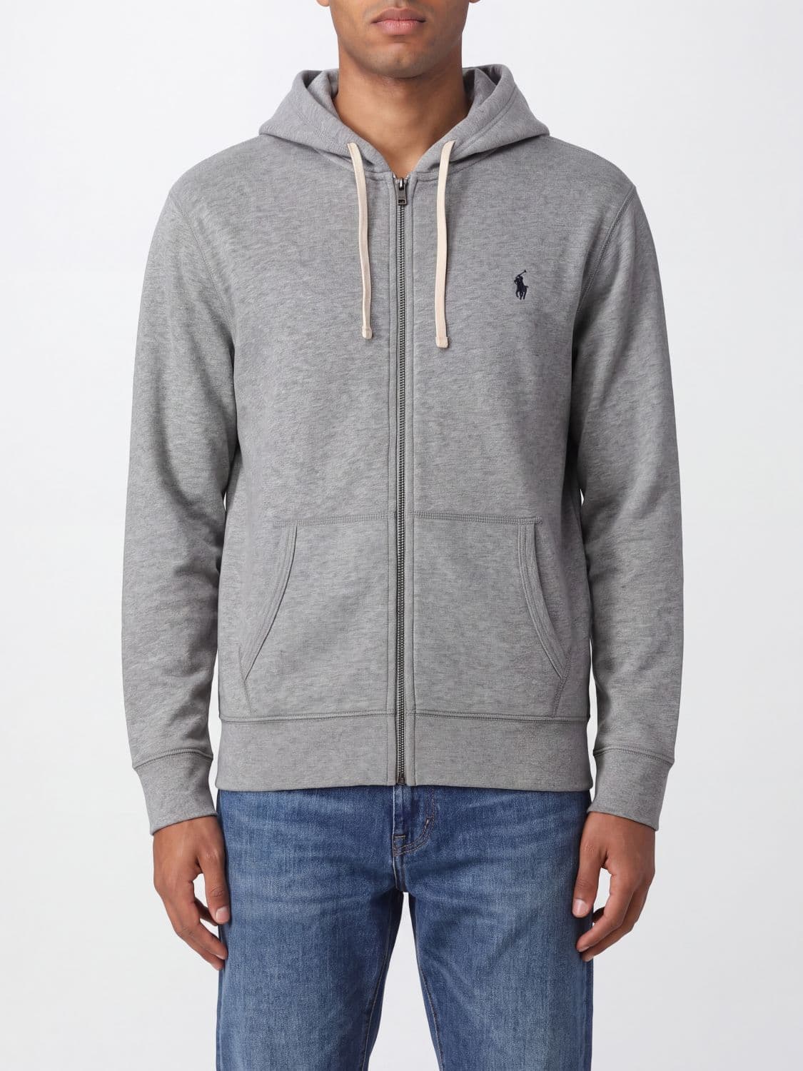 Polo Ralph Lauren Cotton Blend Zip-Up Hoodie with Embroidered Pony Logo
