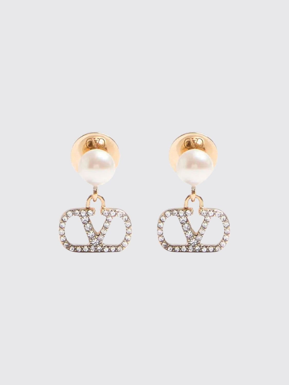 Valentino Garavani VLogo Signature Pearl and Crystal Dangle Earrings · OS
