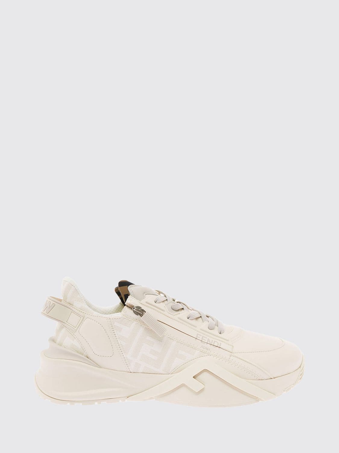 Fendi Flow Low-Top Leather and Fabric Sneakers with Jacquard FF Monogram
