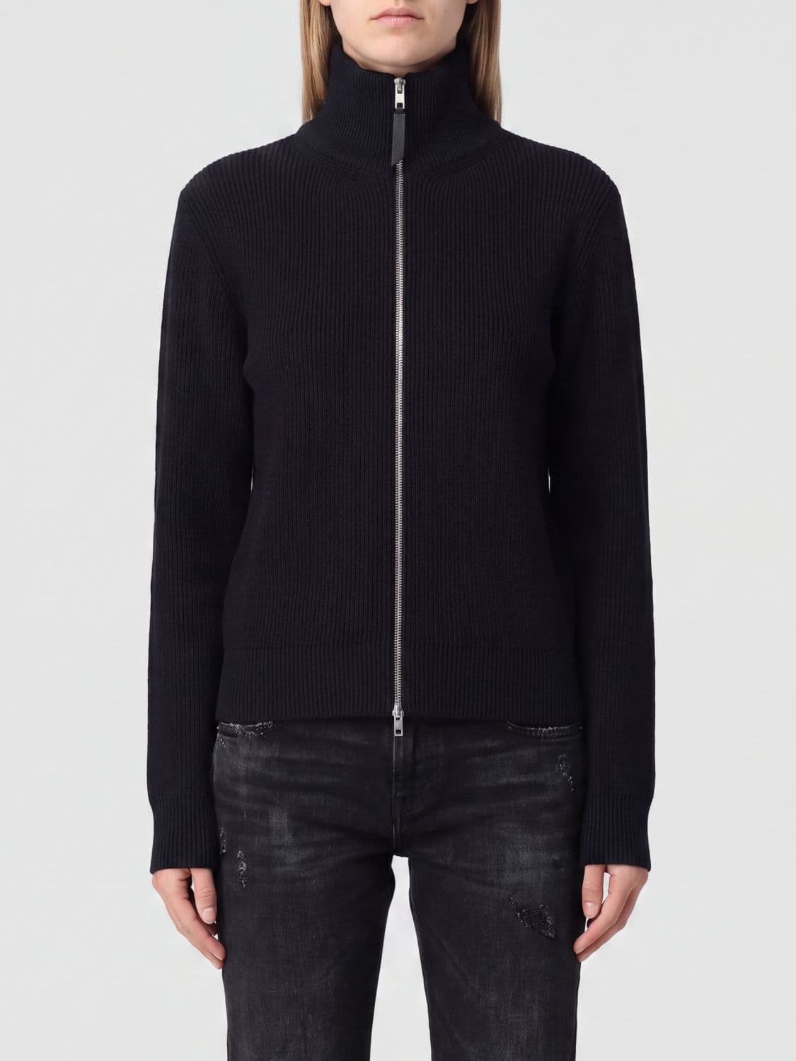 Maison Margiela Zip-Up Turtleneck Cardigan in Wool and Cotton Knit