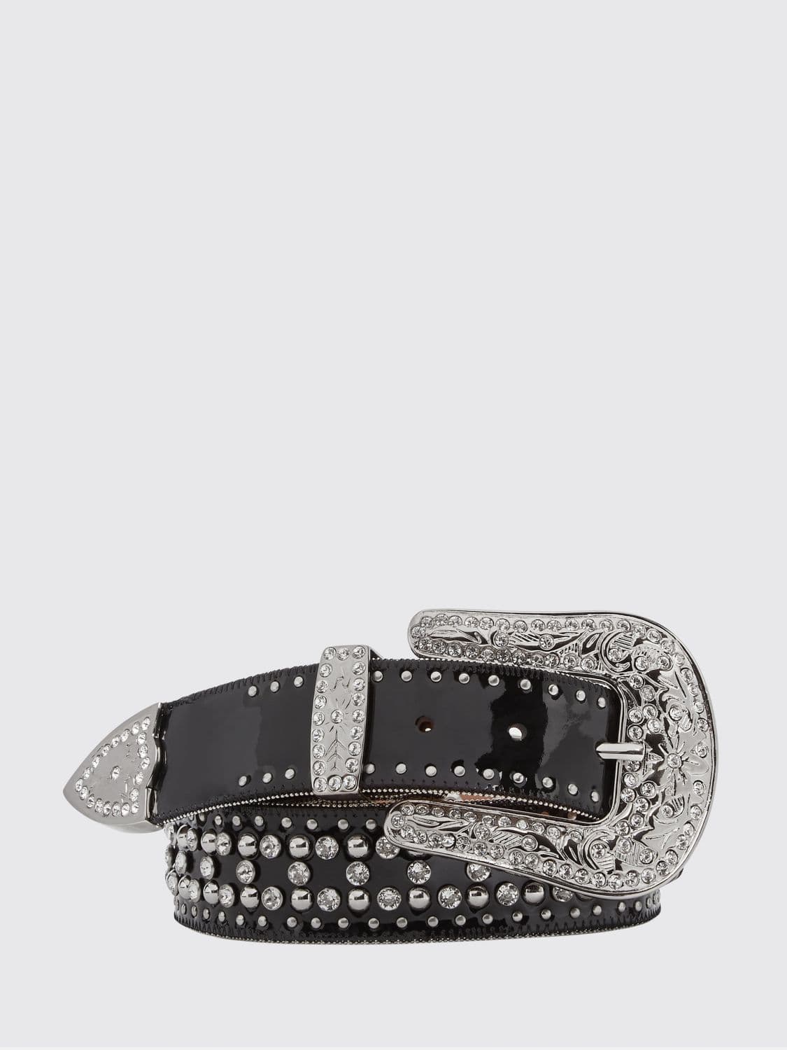 Philipp Plein Patent Leather Belt with Studs and Crystals