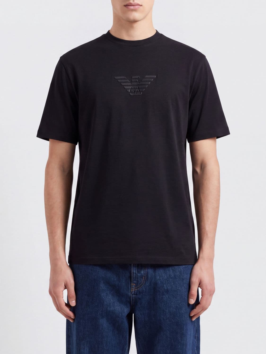 Emporio Armani Slim Fit T-Shirt in Cotton with Tone-on-Tone Logo