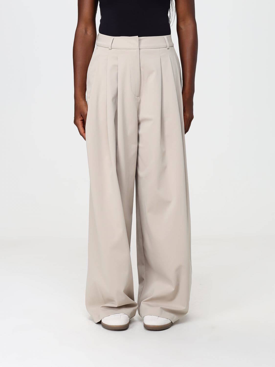 Adidas Originals High-Waisted Wide Leg Trousers in Recycled Fabric with Pleats