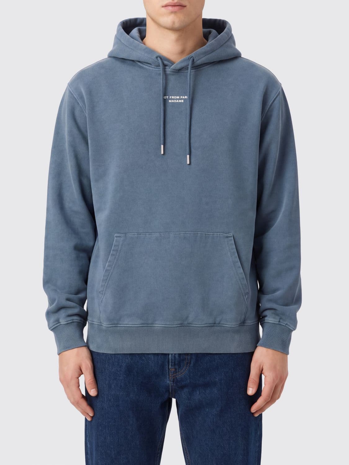 Drôle De Monsieur Embroidered Logo Cotton Hoodie with Kangaroo Pocket