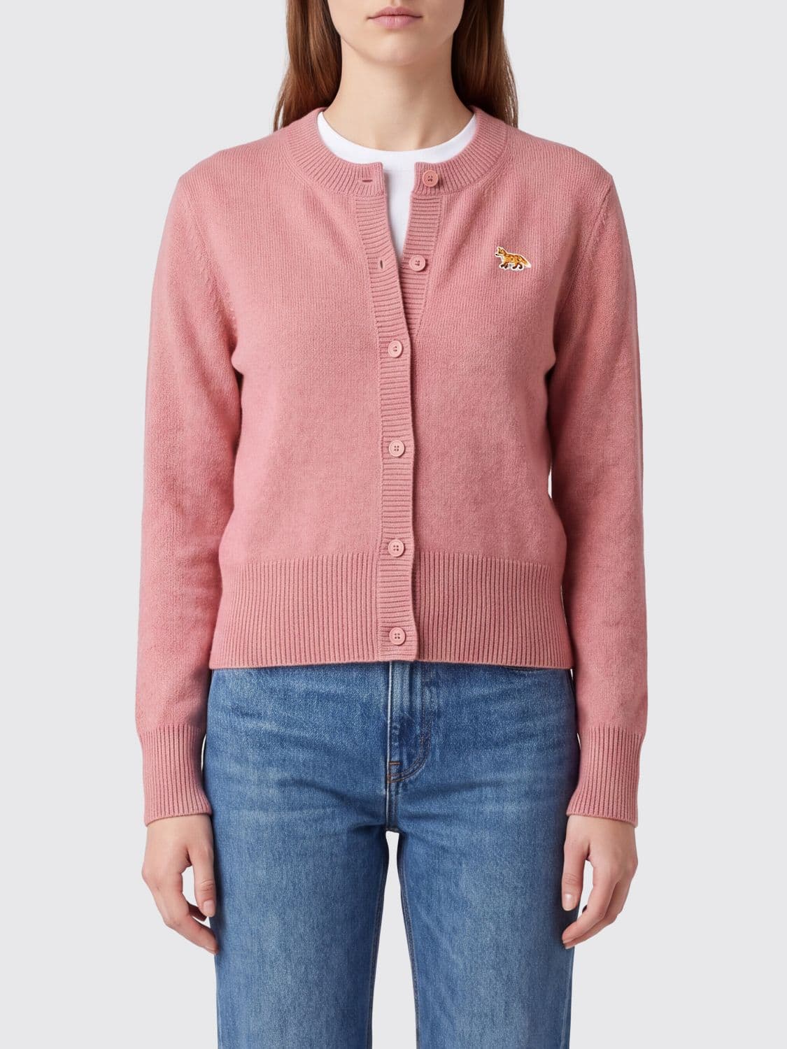 Maison Kitsuné Chillax Fox Logo Patch Merino Wool Cardigan