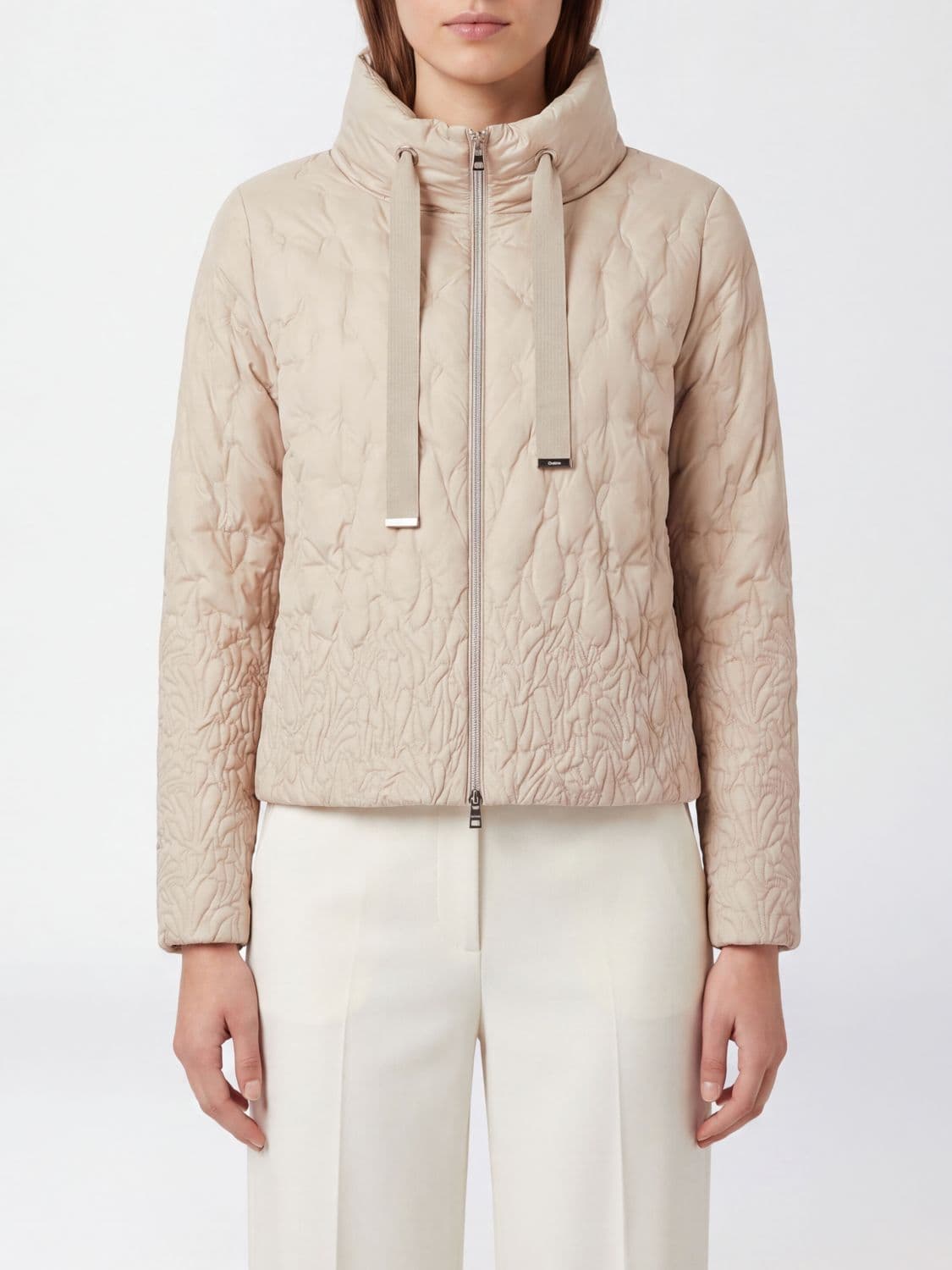 Herno Short Quilted Ultralight Nylon Down Jacket with High Neck and Zip