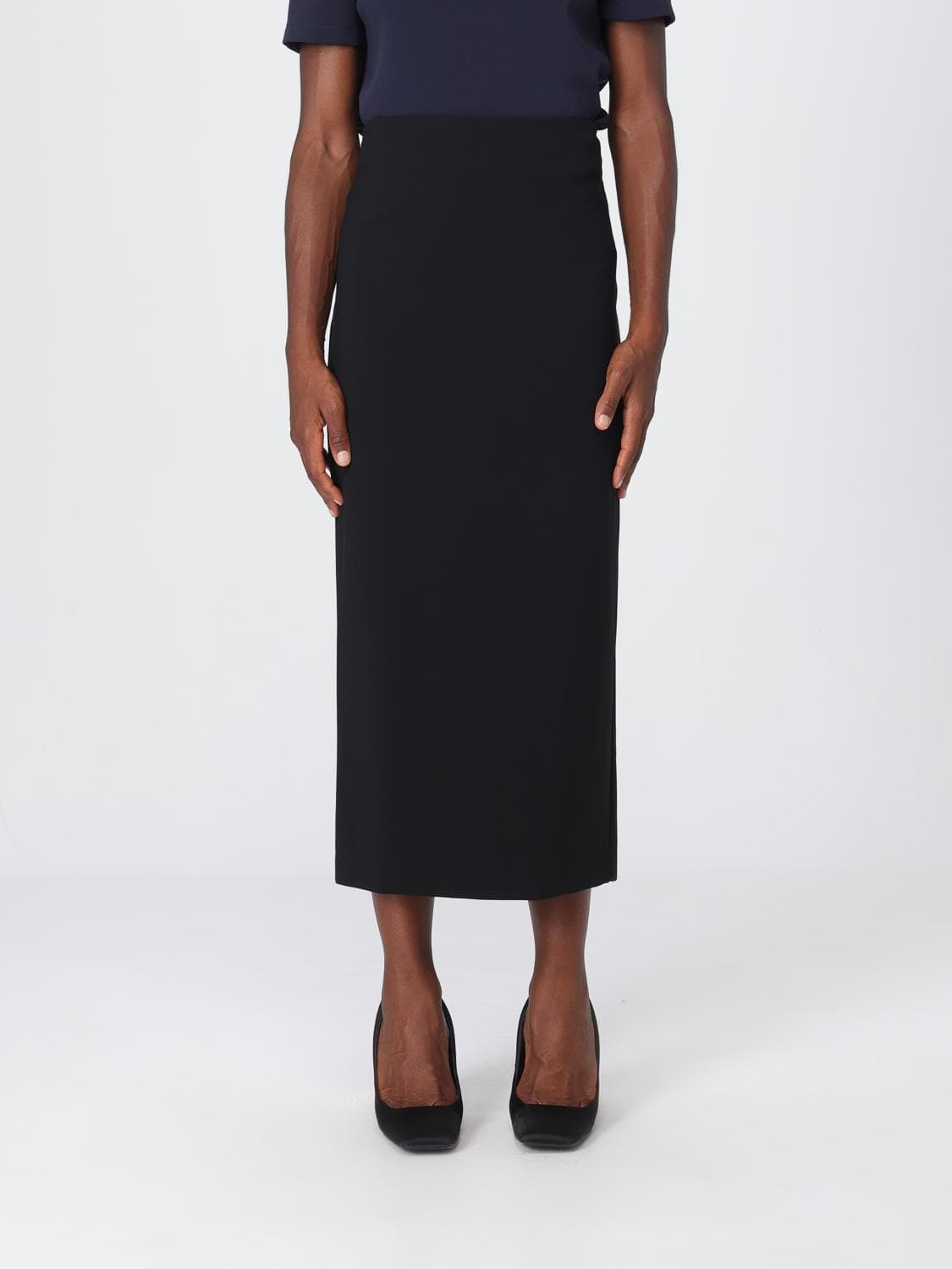 Max Mara Olivi High-Waisted Jersey Pencil Midi Skirt with Slit · 42