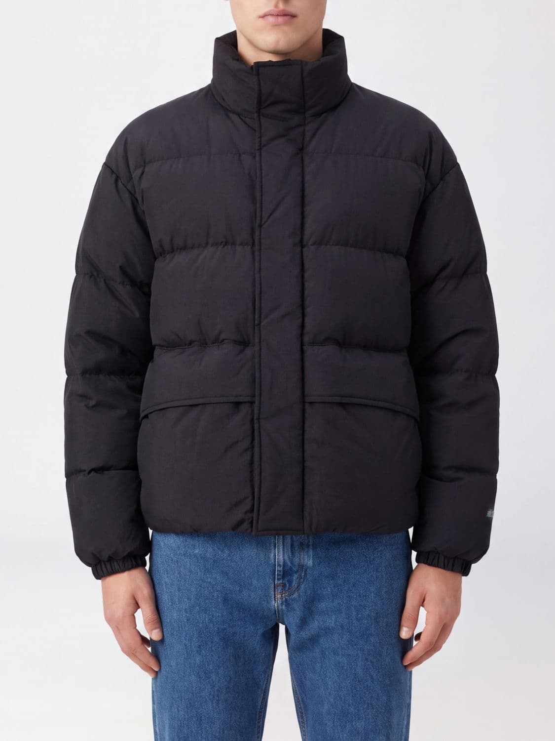 Jil Sander Quilted Nylon Short Puffer Jacket with High Neck