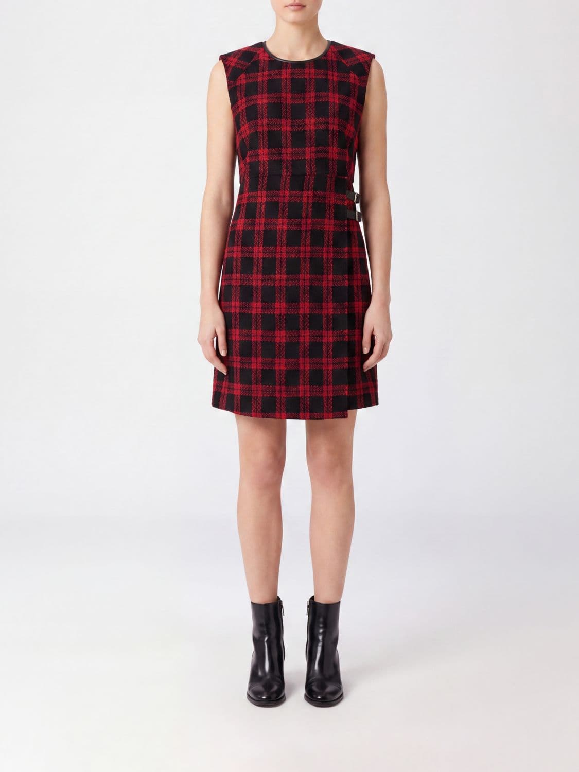 Pinko Amaranda Tartan Pattern Mini Wrap Dress in a Wool Blend