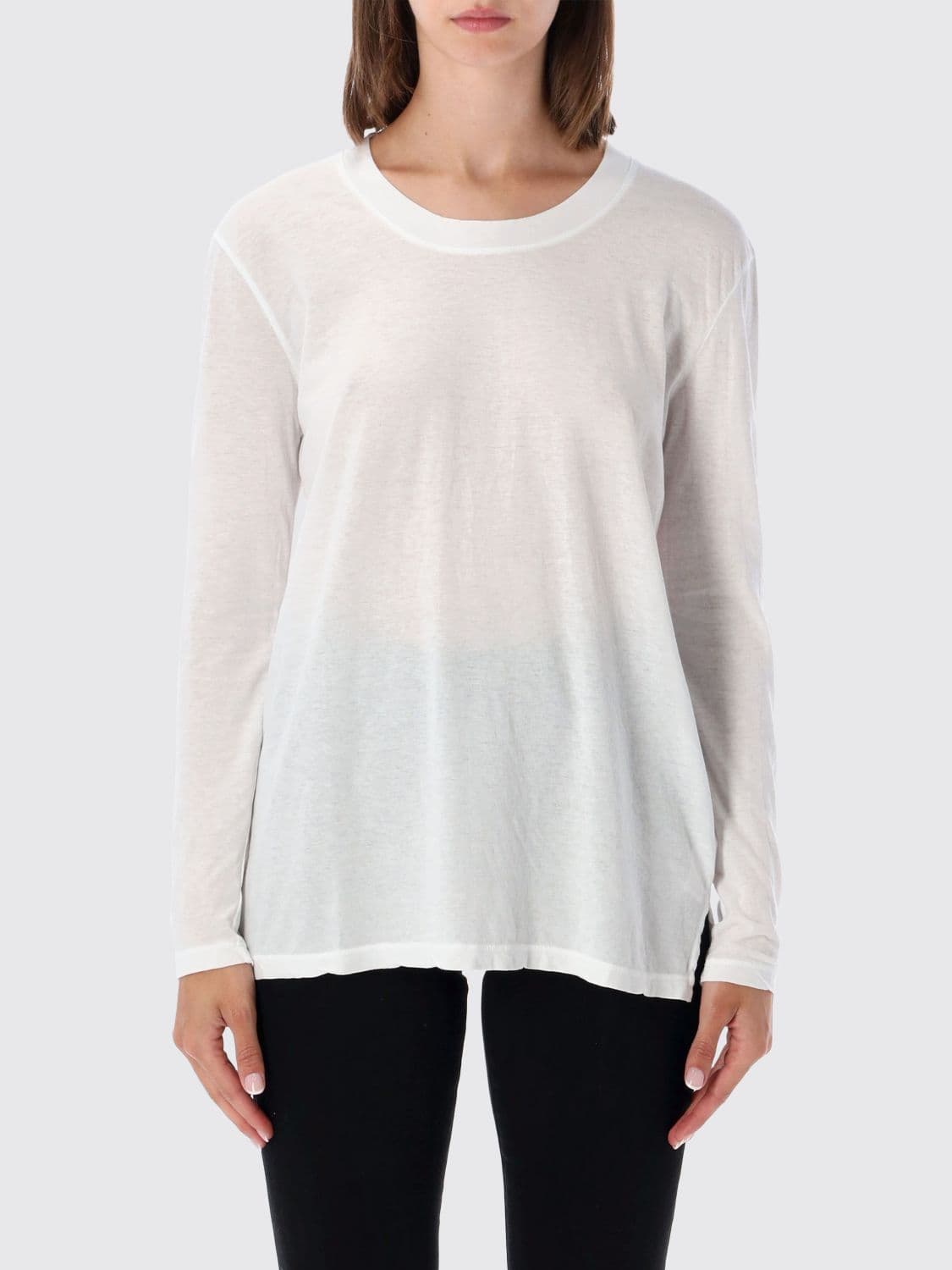 James Perse Long-Sleeved Pure Cotton T-Shirt with Crew Neck